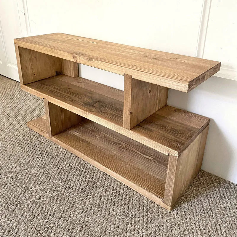 Rustic Wooden Shoe Rack Bench With Storage Shelves